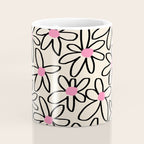 Joyful Flower Lines - b/w pink Coffee Mug Gallery Image 4