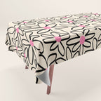 Joyful Flower Lines - b/w pink Tablecloth Gallery Image 1