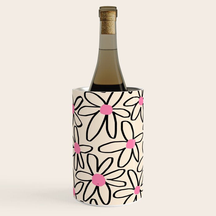 Joyful Flower Lines - b/w pink Wine Chiller Gallery Image 2