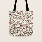 Joyful Flower Lines - b/w pink Tote Bag Gallery Image 1