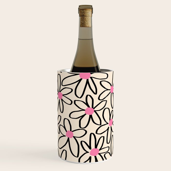 Joyful Flower Lines - b/w pink Wine Chiller Gallery Image 3