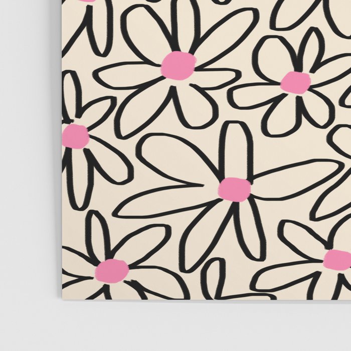 Joyful Flower Lines - b/w pink Poster Gallery Image 3