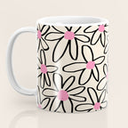 Joyful Flower Lines - b/w pink Coffee Mug Gallery Image 3