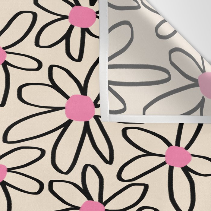 Joyful Flower Lines - b/w pink Wall Tapestry Gallery Image 3