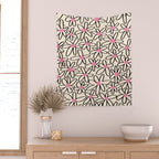 Joyful Flower Lines - b/w pink Wall Tapestry Gallery Image 2