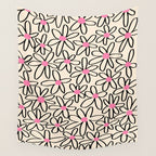 Joyful Flower Lines - b/w pink Wall Tapestry Gallery Image 4