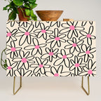 Joyful Flower Lines - b/w pink Credenza Gallery Image 1