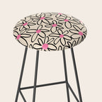 Joyful Flower Lines - b/w pink Stool Gallery Image 2