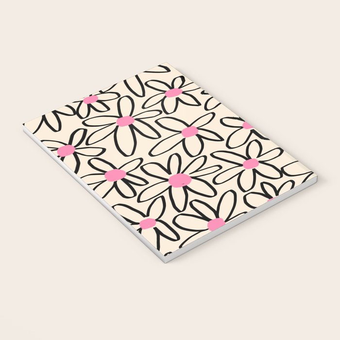 Joyful Flower Lines - b/w pink Notebook Gallery Image 3