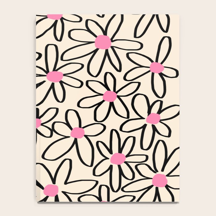 Joyful Flower Lines - b/w pink Notebook Gallery Image 4