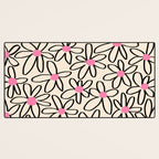 Joyful Flower Lines - b/w pink Desk Mat Gallery Image 3