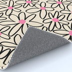 Joyful Flower Lines - b/w pink Rug Gallery Image 4