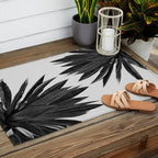 Agave Cactus Black & White Outdoor Rug Gallery Image 2
