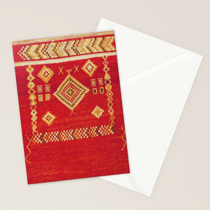 Red Gold Geometric Antique Moroccan Rug Print Stationery Card Gallery Image 2