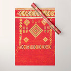 Red Gold Geometric Antique Moroccan Rug Print Wrapping Paper Gallery Image 1