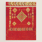 Red Gold Geometric Antique Moroccan Rug Print Jigsaw Puzzle Gallery Image 1