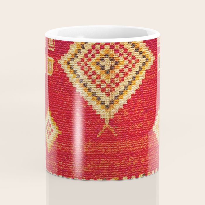 Red Gold Geometric Antique Moroccan Rug Print Coffee Mug Gallery Image 4