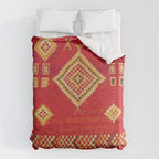 Red Gold Geometric Antique Moroccan Rug Print Duvet Cover Gallery Image 6