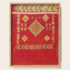 Red Gold Geometric Antique Moroccan Rug Print Serving Tray Gallery Image 1