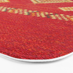 Red Gold Geometric Antique Moroccan Rug Print Bath Mat Gallery Image 3