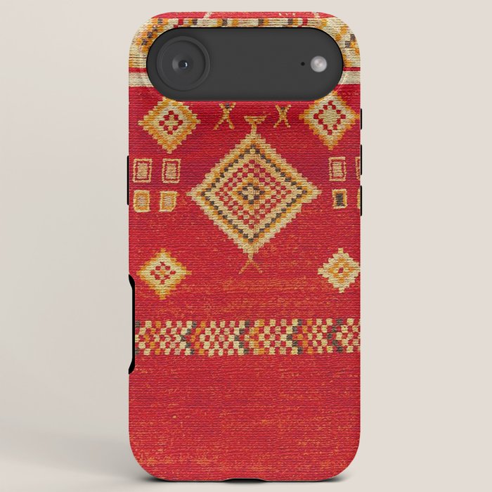 Red Gold Geometric Antique Moroccan Rug Print iPhone Case Gallery Image 6
