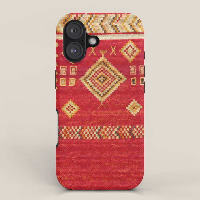 Red Gold Geometric Antique Moroccan Rug Print iPhone Case Gallery Image 1