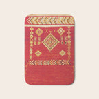 Red Gold Geometric Antique Moroccan Rug Print Bath Mat Gallery Image 1