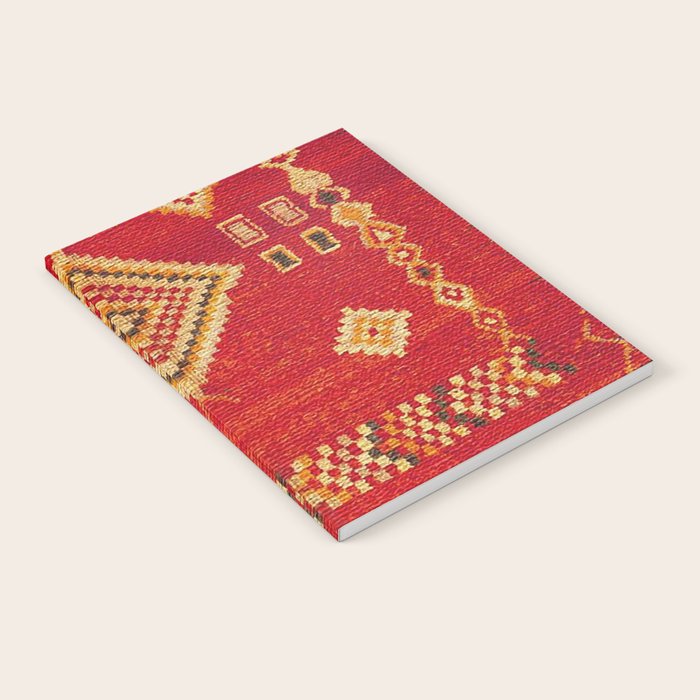 Red Gold Geometric Antique Moroccan Rug Print Notebook Gallery Image 1