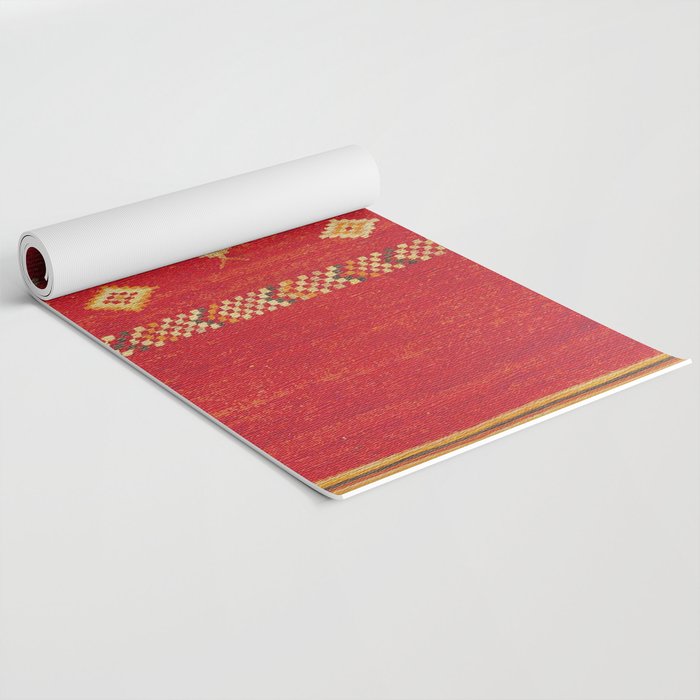 Red Gold Geometric Antique Moroccan Rug Print Yoga Mat Gallery Image 2