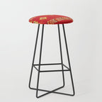 Red Gold Geometric Antique Moroccan Rug Print Stool Gallery Image 1
