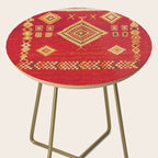 Red Gold Geometric Antique Moroccan Rug Print Side Table Gallery Image 2