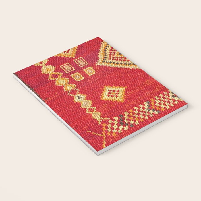 Red Gold Geometric Antique Moroccan Rug Print Notebook Gallery Image 3