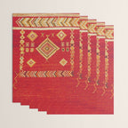 Red Gold Geometric Antique Moroccan Rug Print Wrapping Paper Gallery Image 3