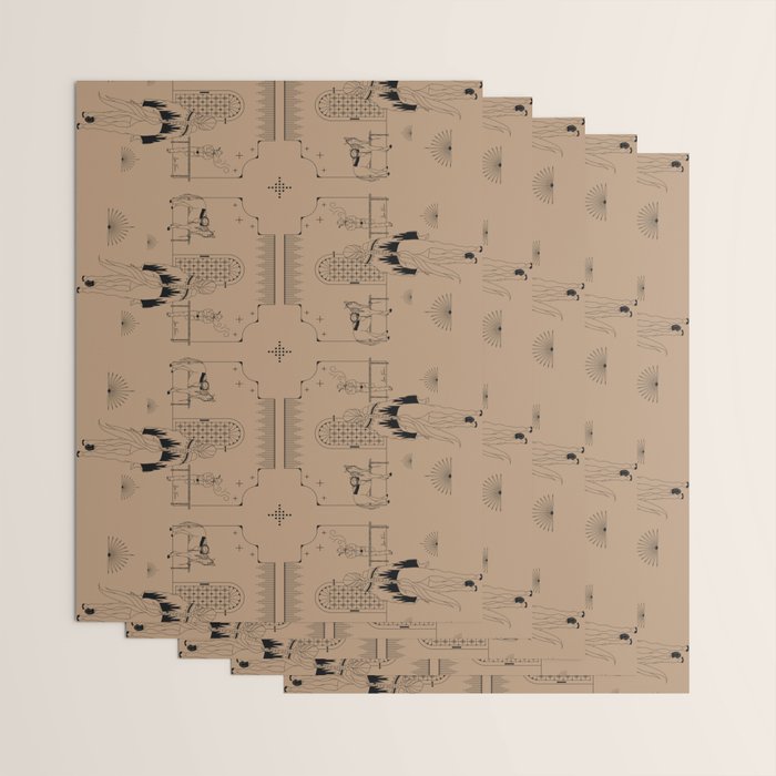 Last Stop - Tan & Black Wrapping Paper Gallery Image 3