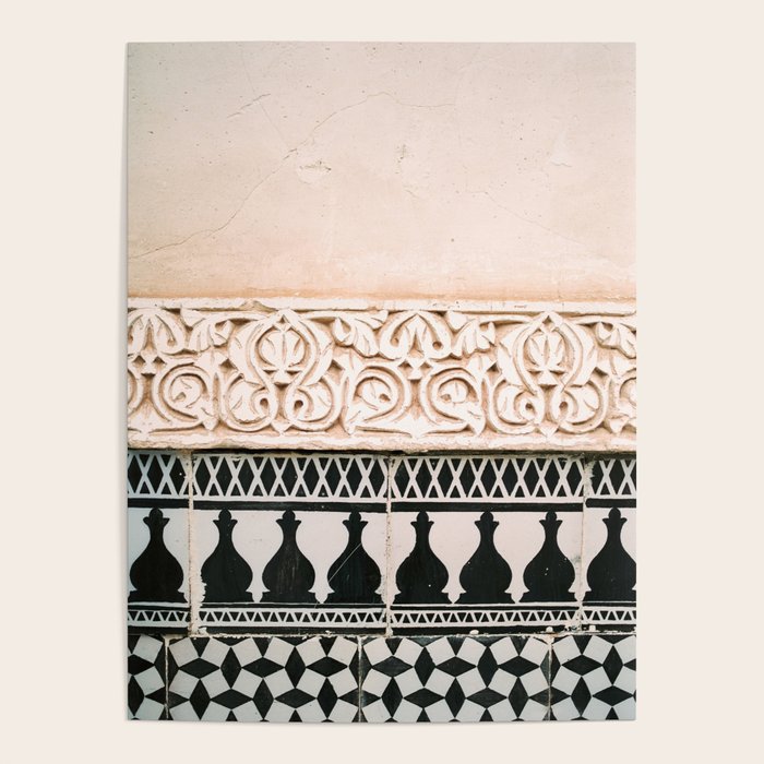 Graphic tile pattern | Moroccan Arabic tiles in earth tones. | Pastel film marrakech photography Poster Gallery Image 1