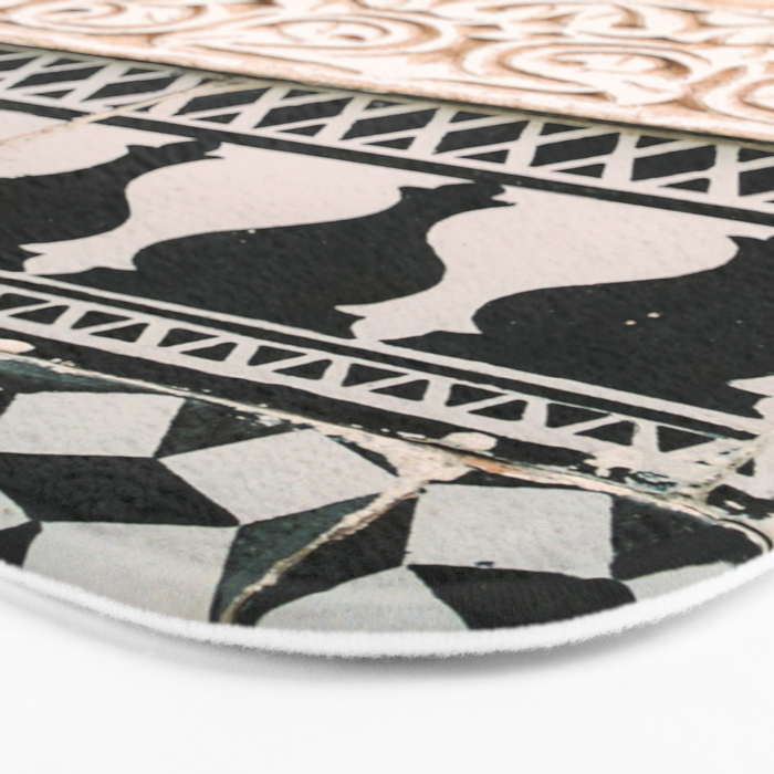 Graphic tile pattern | Moroccan Arabic tiles in earth tones. | Pastel film marrakech photography Bath Mat Gallery Image 3