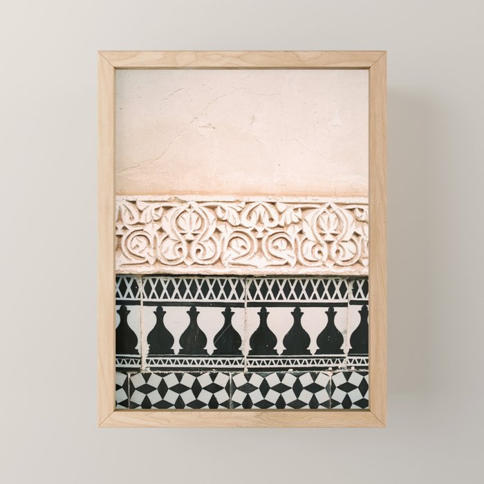 Graphic tile pattern | Moroccan Arabic tiles in earth tones. | Pastel film marrakech photography Mini Art Print Gallery Image 1