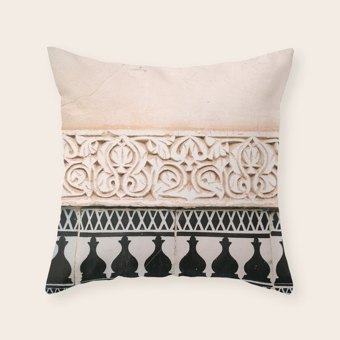 Graphic tile pattern | Moroccan Arabic tiles in earth tones. | Pastel film marrakech photography Throw Pillow Gallery Image 6