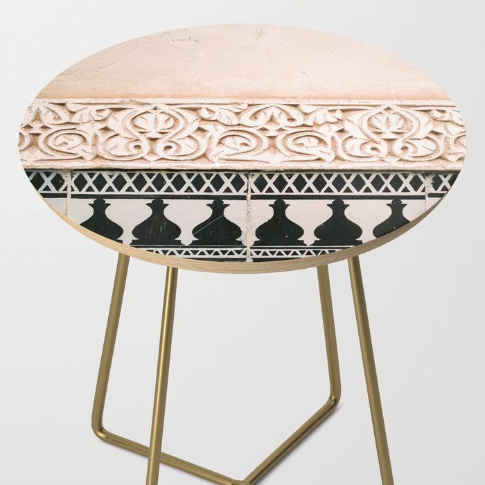 Graphic tile pattern | Moroccan Arabic tiles in earth tones. | Pastel film marrakech photography Side Table Gallery Image 2