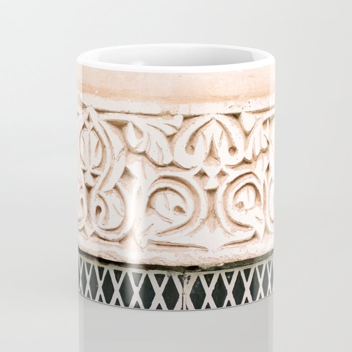 Graphic tile pattern | Moroccan Arabic tiles in earth tones. | Pastel film marrakech photography Coffee Mug Gallery Image 4