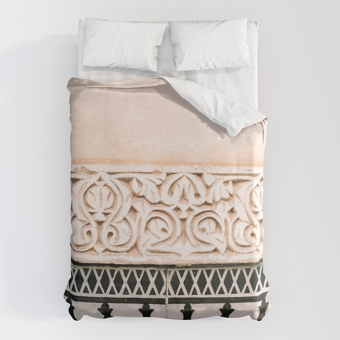 Graphic tile pattern | Moroccan Arabic tiles in earth tones. | Pastel film marrakech photography Duvet Cover Gallery Image 6