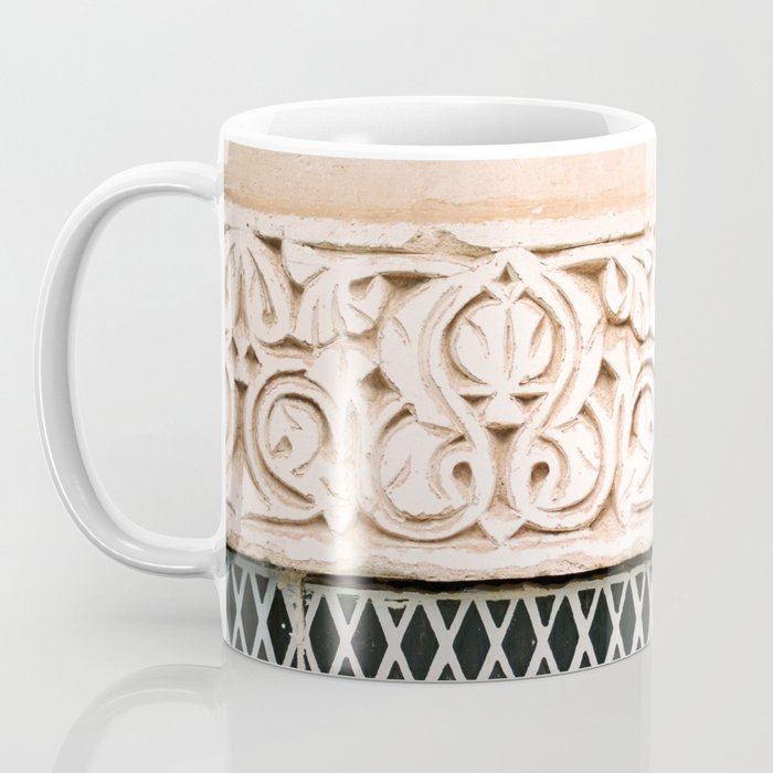 Graphic tile pattern | Moroccan Arabic tiles in earth tones. | Pastel film marrakech photography Coffee Mug Gallery Image 3