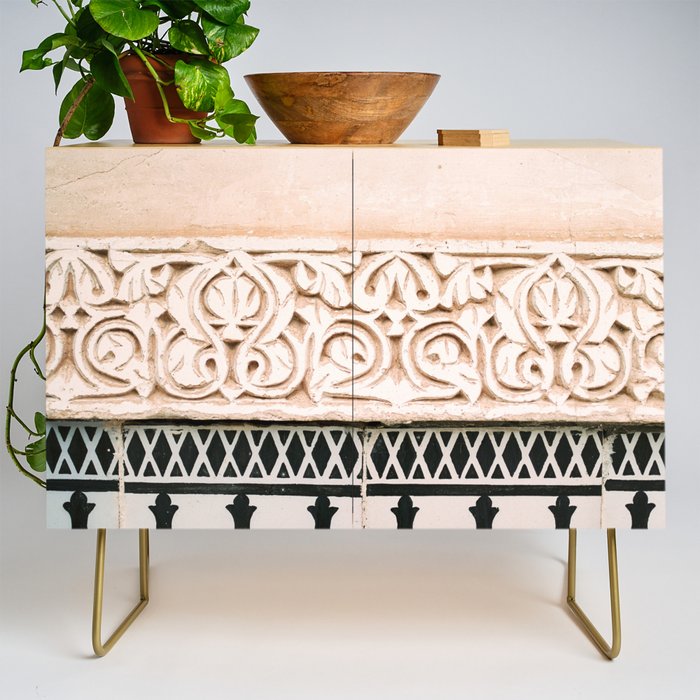 Graphic tile pattern | Moroccan Arabic tiles in earth tones. | Pastel film marrakech photography Credenza Gallery Image 1