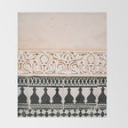 Graphic tile pattern | Moroccan Arabic tiles in earth tones. | Pastel film marrakech photography Throw Blanket Gallery Image 2