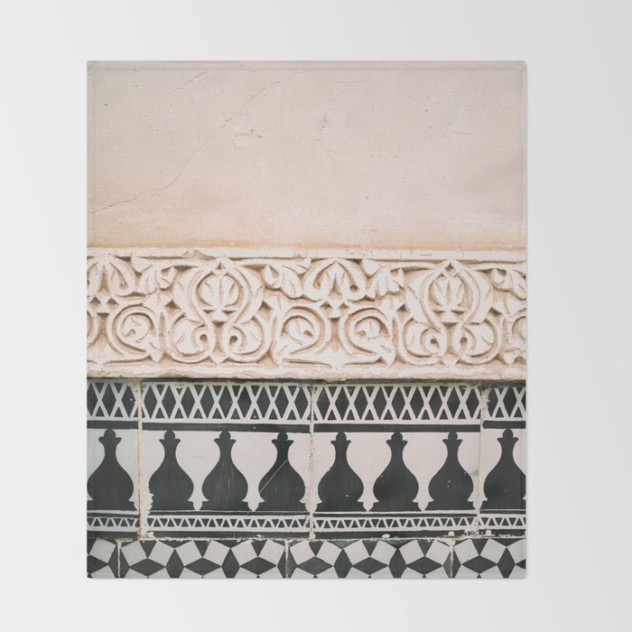 Graphic tile pattern | Moroccan Arabic tiles in earth tones. | Pastel film marrakech photography Throw Blanket Gallery Image 2