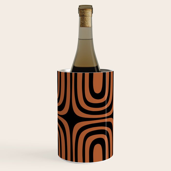 Midcentury Modern Rust and Black Confaab Abstract Pattern Wine Chiller Gallery Image 3