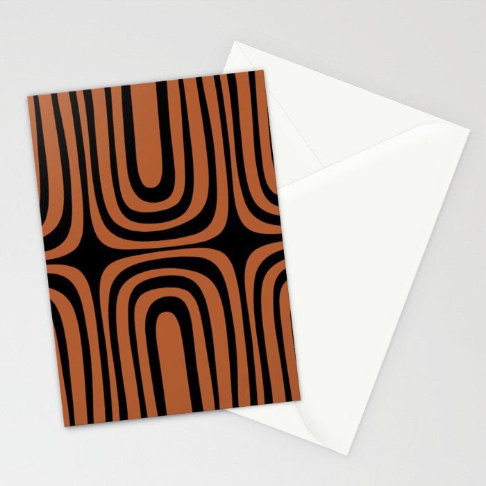 Midcentury Modern Rust and Black Confaab Abstract Pattern Stationery Card Gallery Image 2