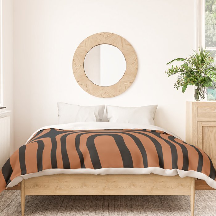 Midcentury Modern Rust and Black Confaab Abstract Pattern Duvet Cover Gallery Image 3