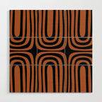 Midcentury Modern Rust and Black Confaab Abstract Pattern Wood Wall Art Gallery Image 1