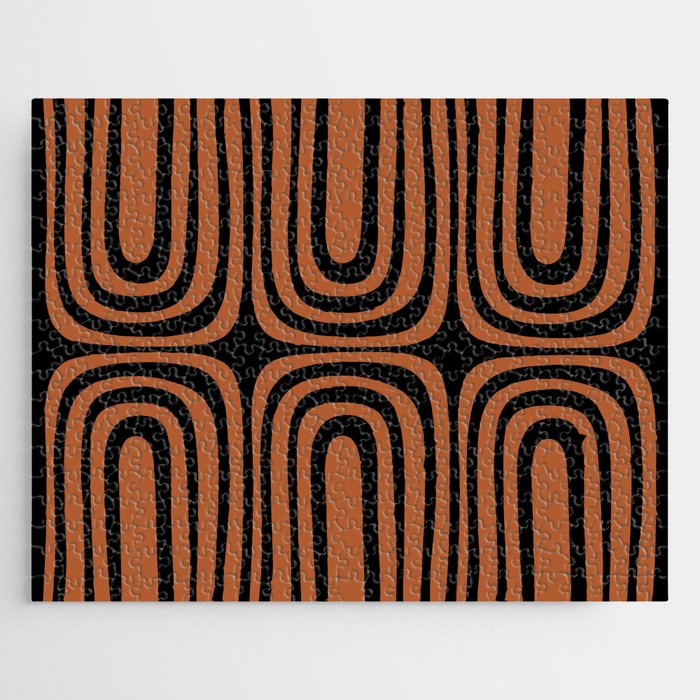Midcentury Modern Rust and Black Confaab Abstract Pattern Jigsaw Puzzle Gallery Image 1